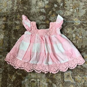 Jessica Simpson Pink and White Lace Baby Dress